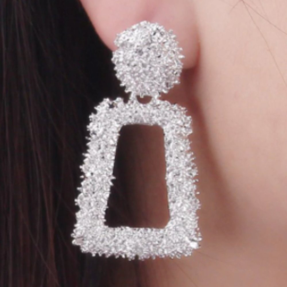 Silver Hollywood Frame Earrings